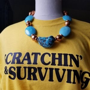 Howlite, Vintage Copper-tone beaded necklace